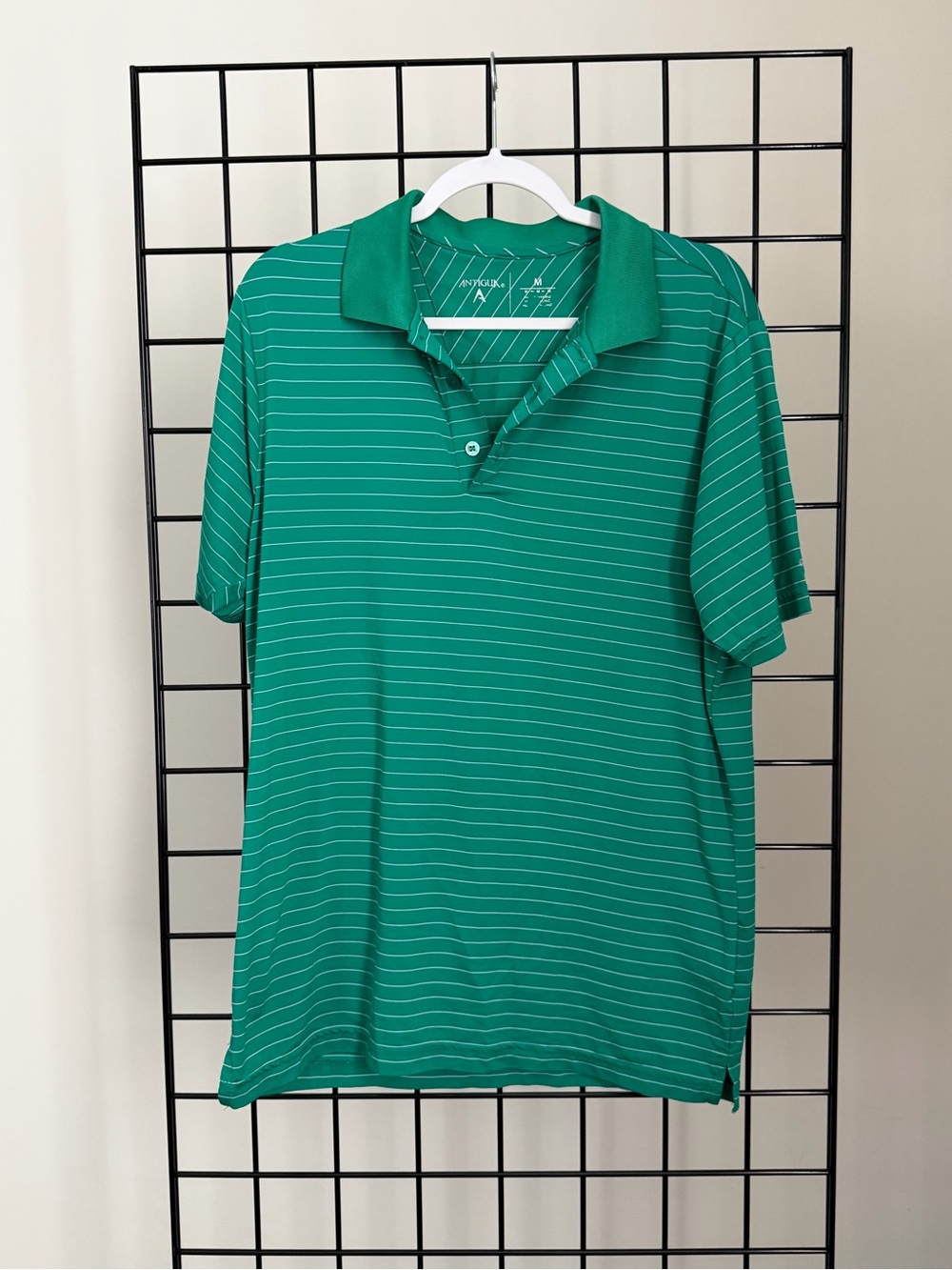 Antigua Green Striped Polo Shirt